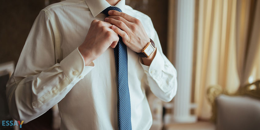 Man Adjusting Tie