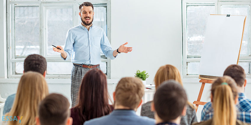 Speaker Talks to Audience